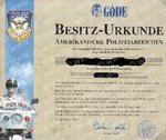 Info - Göde Besitz-Urkunde US Polizeiabzeichen